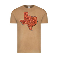 Vintage Camel Texas Map Western Tooled Leather Pattern Vintage Tee - Bettercallsaul