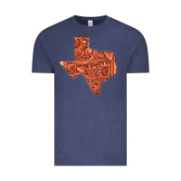Vintage Denim Texas Map Western Tooled Leather Pattern Vintage Tee - Bettercallsaul