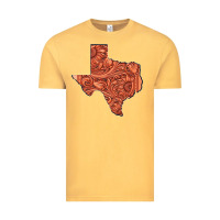 Vintage Mustard Texas Map Western Tooled Leather Pattern Vintage Tee - Bettercallsaul