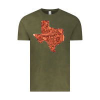 Vintage Olive Texas Map Western Tooled Leather Pattern Vintage Tee - Bettercallsaul