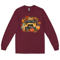 Burgundy Fall School Bus Long Sleeve Tee - texasbilliewilder