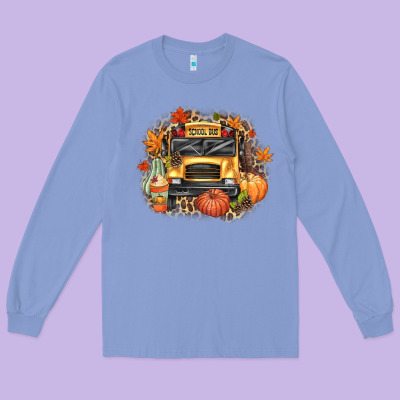 Fall School Bus Long Sleeve Tee Designed By Texasbilliewilder