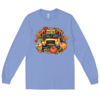 Colony Blue Fall School Bus Long Sleeve Tee - texasbilliewilder