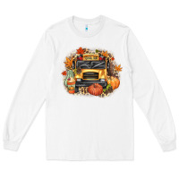 White Fall School Bus Long Sleeve Tee - texasbilliewilder