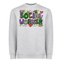 Heather Grey social worker mardi gras cowgirl Heavyweight Sweatshirt - CowGirlArtShop
