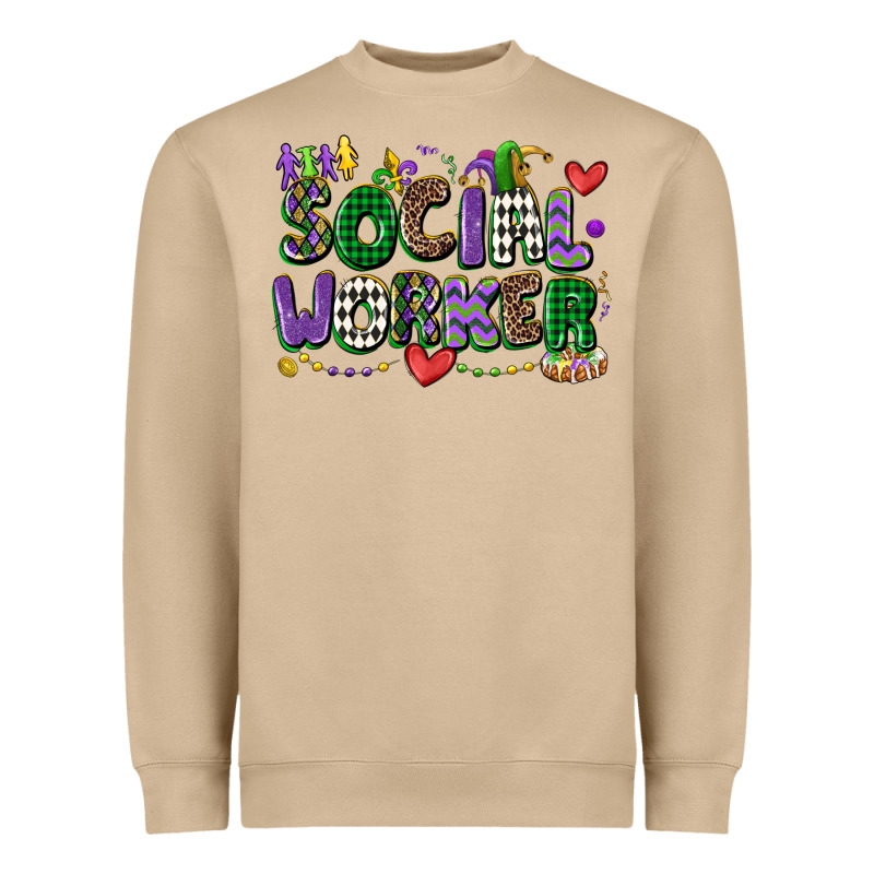 Social Worker Mardi Gras Cowgirl Heavyweight Sweatshirt by CowGirlArtShop | Teevron
