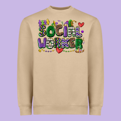 Social Worker Mardi Gras Cowgirl Heavyweight Sweatshirt Designed By Cowgirlartshop