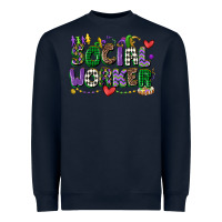 Navy social worker mardi gras cowgirl Heavyweight Sweatshirt - CowGirlArtShop
