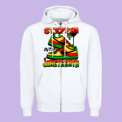 Steppin' Into Juneteenth Zipper Hoodie Designed By Fadigitalartstudio