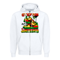 White Steppin' into Juneteenth Zipper Hoodie - FaDigitalArtStudio