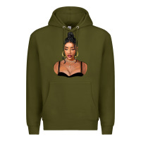 Army Green black woman Premium Hoodie - FaDigitalArtStudio