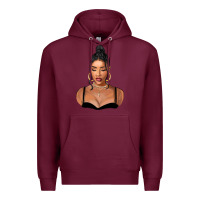 Burgundy black woman Premium Hoodie - FaDigitalArtStudio
