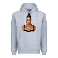 Heather Grey black woman Premium Hoodie - FaDigitalArtStudio
