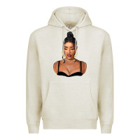 Oatmeal Heather black woman Premium Hoodie - FaDigitalArtStudio