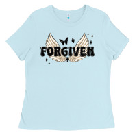 Baby Blue forgiven christian angel wings Ladies Tee - MaliasSmallBusiness