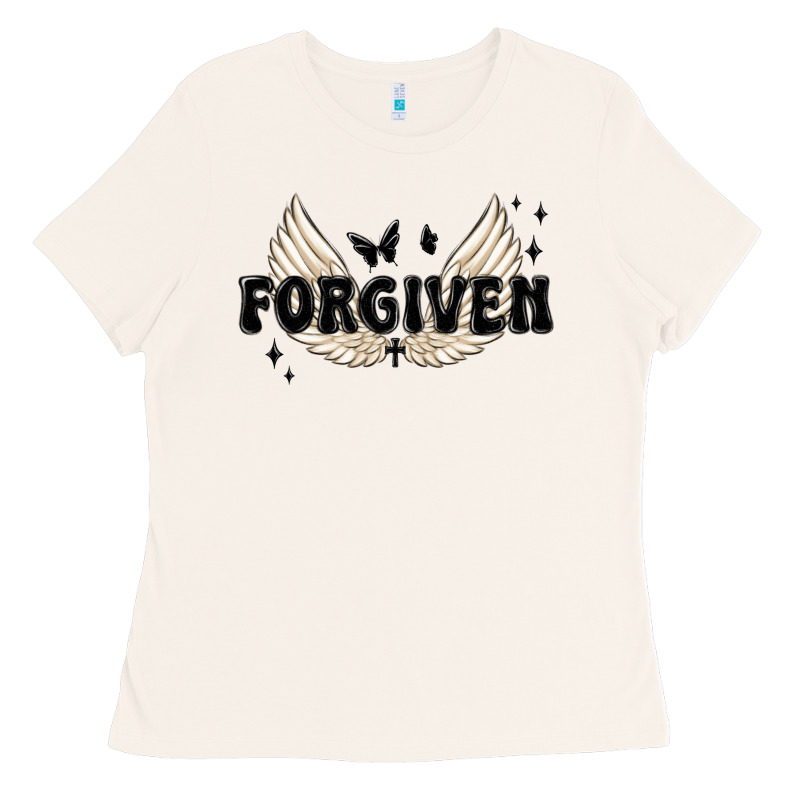 Forgiven Christian Angel Wings Ladies Tee by MaliasSmallBusiness | Teevron