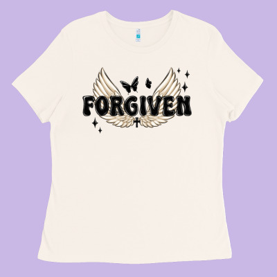 Forgiven Christian Angel Wings Ladies Tee Designed By Maliassmallbusiness