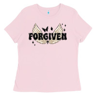Bubblegum Pink forgiven christian angel wings Ladies Tee - MaliasSmallBusiness
