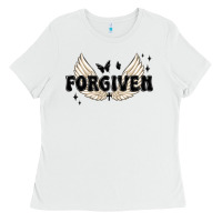 White forgiven christian angel wings Ladies Tee - MaliasSmallBusiness