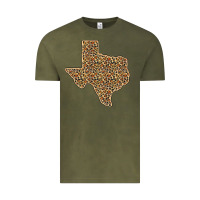 Vintage Olive Western Texas Map Leopard Pattern Vintage Tee - Bettercallsaul