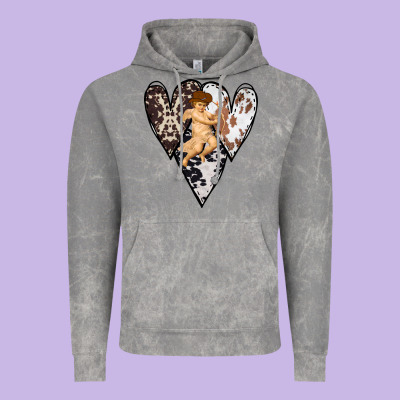 Country Cupid Valentine Cowhide Heart Vintage Hoodie Designed By Bettercallsaul