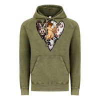 Vintage Olive Country Cupid Valentine Cowhide Heart Vintage Hoodie - Bettercallsaul