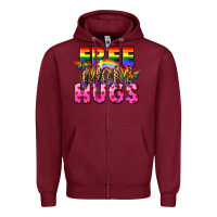 Burgundy Free Mom hugs Zipper Hoodie - FaDigitalArtStudio