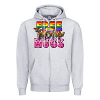 Heather Grey Free Mom hugs Zipper Hoodie - FaDigitalArtStudio
