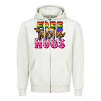 Oatmeal Heather Free Mom hugs Zipper Hoodie - FaDigitalArtStudio