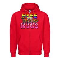 Red Free Mom hugs Zipper Hoodie - FaDigitalArtStudio