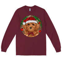 Burgundy Christmas Toy Poodle Long Sleeve Tee - RanaPortraitStore