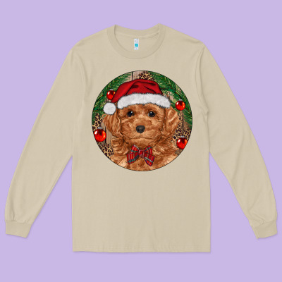 Christmas Toy Poodle Long Sleeve Tee Designed By Ranaportraitstore