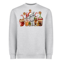 Heather Grey hippopotamus coffee cups christmas Heavyweight Sweatshirt - CowGirlArtShop