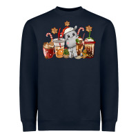 Navy hippopotamus coffee cups christmas Heavyweight Sweatshirt - CowGirlArtShop