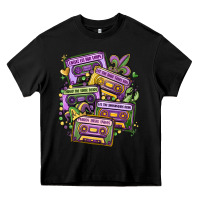 Black mardi gras cassette tapes Heavy Core Tee - MaliasSmallBusiness