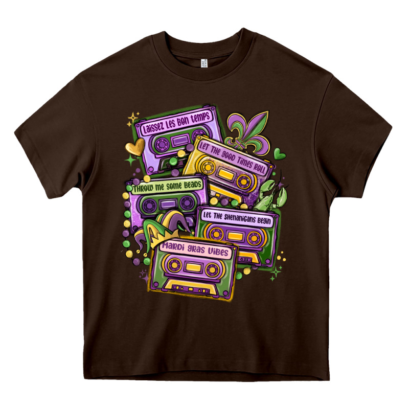 Mardi Gras Cassette Tapes Heavy Core Tee by MaliasSmallBusiness | Teevron