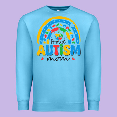 Proud Autism Mom Rainbow Premium Sweatshirt Designed By Cowhidedigitalart
