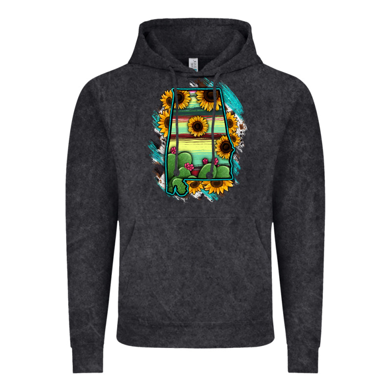 Alabama Map Sunflower Cactus Serape Vintage Hoodie by RanaPortraitStore | Teevron