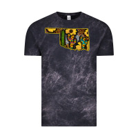 Cloud Black Western Oklahoma Map Sunflower Pattern Vintage Tee - Bettercallsaul