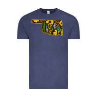 Vintage Denim Western Oklahoma Map Sunflower Pattern Vintage Tee - Bettercallsaul