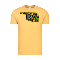 Vintage Mustard Western Oklahoma Map Sunflower Pattern Vintage Tee - Bettercallsaul