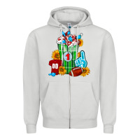 Dove Grey Football Frappe Zipper Hoodie - FaDigitalArtStudio