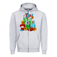Heather Grey Football Frappe Zipper Hoodie - FaDigitalArtStudio