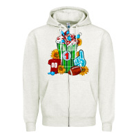 Oatmeal Heather Football Frappe Zipper Hoodie - FaDigitalArtStudio
