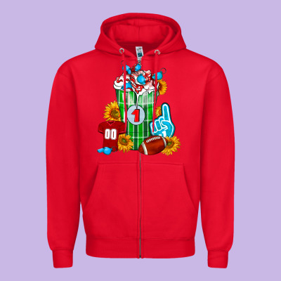 Football Frappe Zipper Hoodie Designed By Fadigitalartstudio