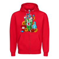 Red Football Frappe Zipper Hoodie - FaDigitalArtStudio