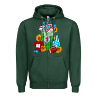 Sports Green Football Frappe Zipper Hoodie - FaDigitalArtStudio