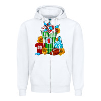 White Football Frappe Zipper Hoodie - FaDigitalArtStudio
