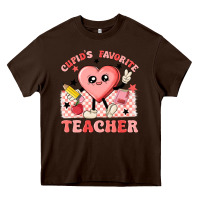 Chocolate Brown cupid's favorite teacher Heavy Core Tee - MaliasSmallBusiness
