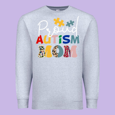 Proud Autism Mom Leopard Pattern Design Autism Awa Premium Sweatshirt Designed By Cowhidedigitalart